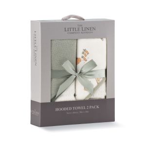 Little Linen Hooded Towel 2pk - Farmyard Lamb