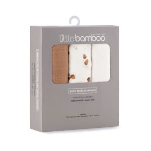 Little Bamboo Muslin Wraps 3Pk - Whisper