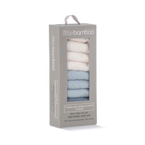 Little Bamboo Towelling Washer 10pk - Retro Blue