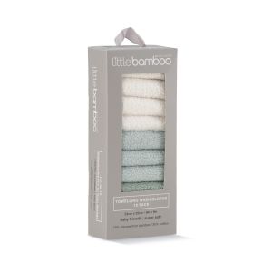Little Bamboo Towelling Washer 10pk - Bayleaf