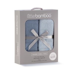 Little Bamboo Hooded Towel 2pk - Retro Blue