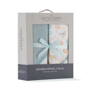 Little Linen Hooded Towel 2pk - Savanna Giraffe