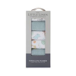Little Linen Towelling Washer 6pk - Savanna Giraffe