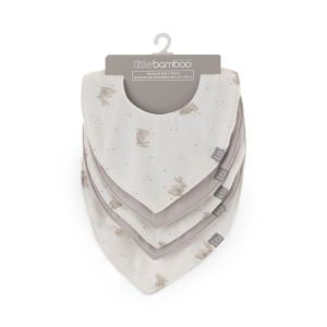 Little Bamboo Muslin Bib 5pk - Stone Grey