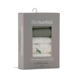 Little Bamboo Muslin Washers 6Pk - Turtle Bay