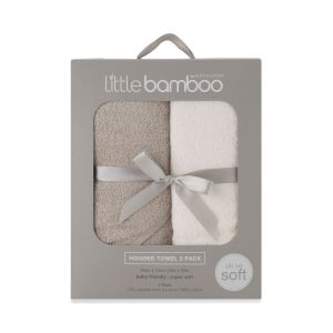 Little Bamboo Hooded Towel 2pk - Stone Grey