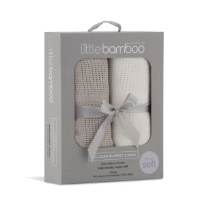 Little Bamboo Cellular Blanket 2Pk - Stone Grey
