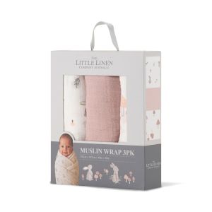 Little Linen Muslin Wraps 3Pk - Harvest Bunny