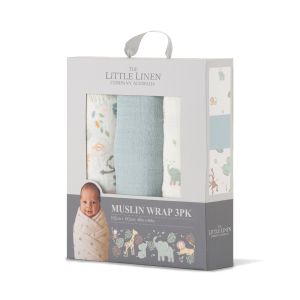 Little Linen Muslin Wraps 3Pk - Savanna Giraffe