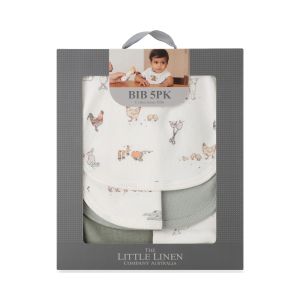 Little Linen Jersey Bib 5pk - Farmyard Lamb