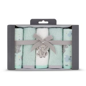 Little Linen Towelling Washer 5Pk - Starburst Elephant
