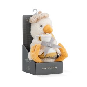 Little Linen Plush Toy & Washers - Fuzzy Duck