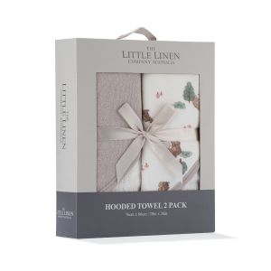 Little Linen Hooded Towel 2pk - Willow Bear