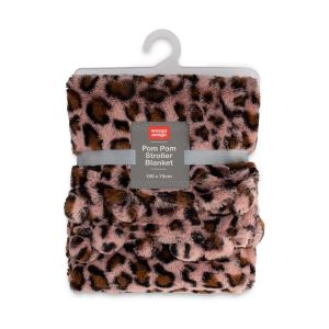 Weegoamigo Plush Pom Pom Blanket - Leopard Pink