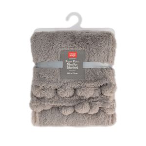 Weegoamigo Plush Pom Pom Blanket - Grey